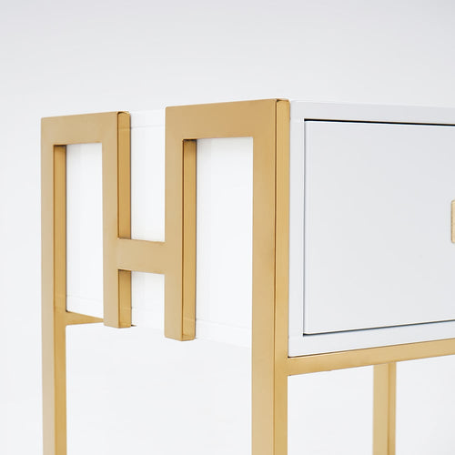 White & Gold Side Table
