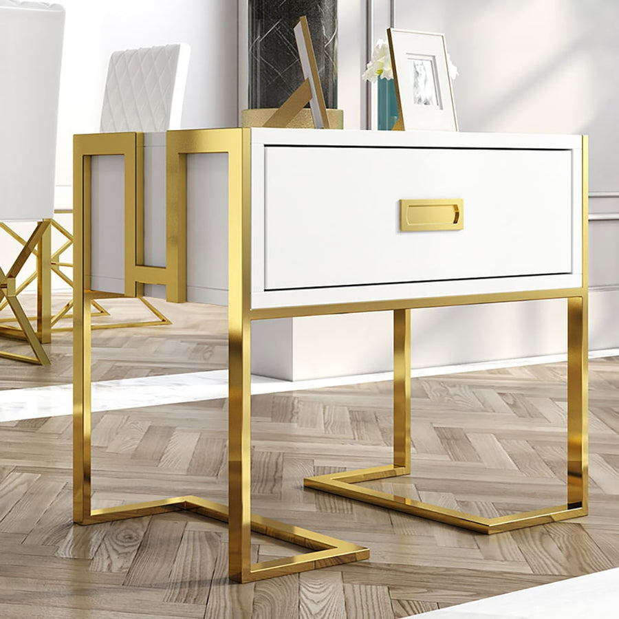White & Gold Side Table