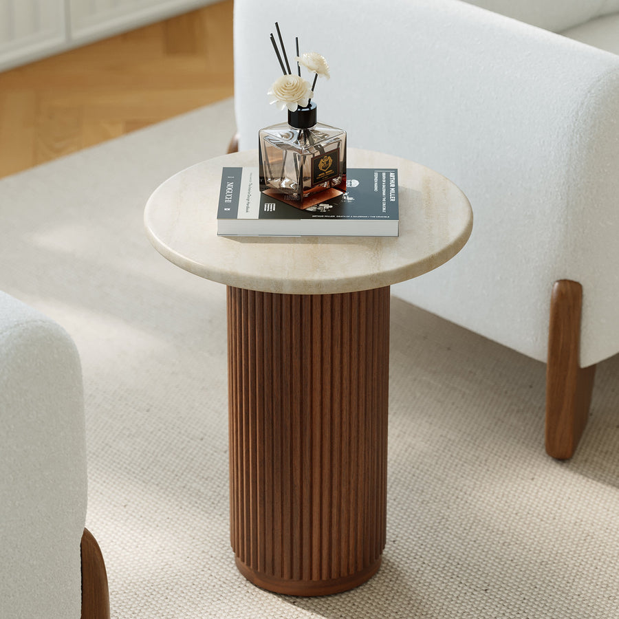Lina Wood / Marble Side Table