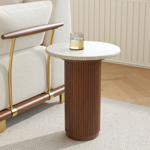Lina Wood / Marble Side Table