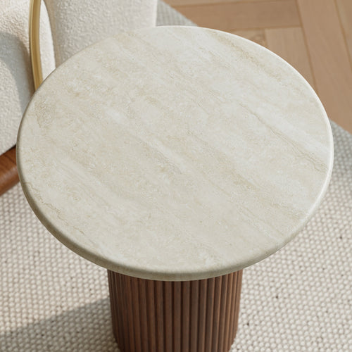 Lina Wood / Marble Side Table