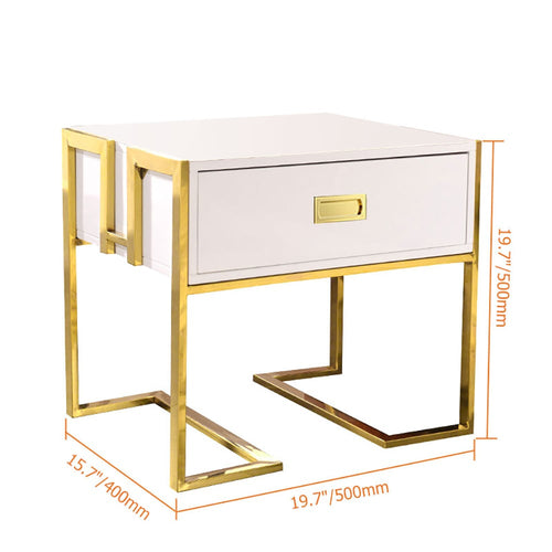 White & Gold Side Table