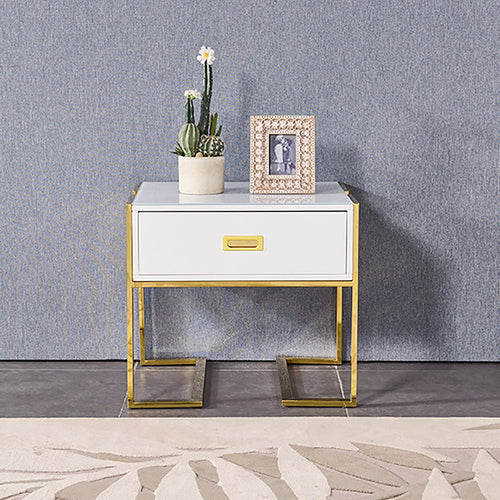 White & Gold Side Table