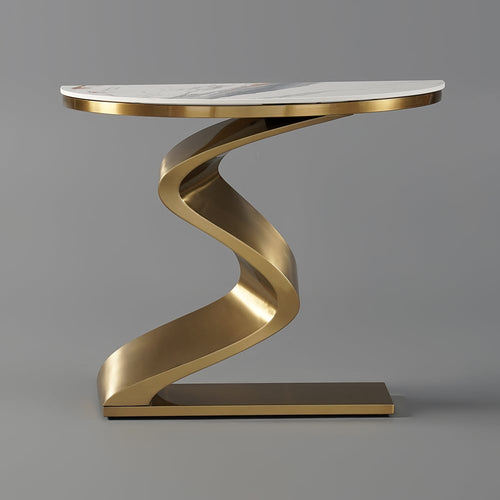 White & Gold Curved Console Table