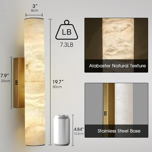 alabaster wall light gold modern wall sconce vertical stone lamp