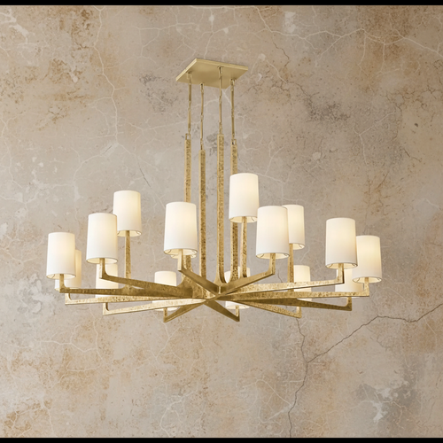 Alden Chandelier featuring a handcrafted brass frame and elegant fabric shades, a luxury statement light designed for dining rooms and sophisticated interiors