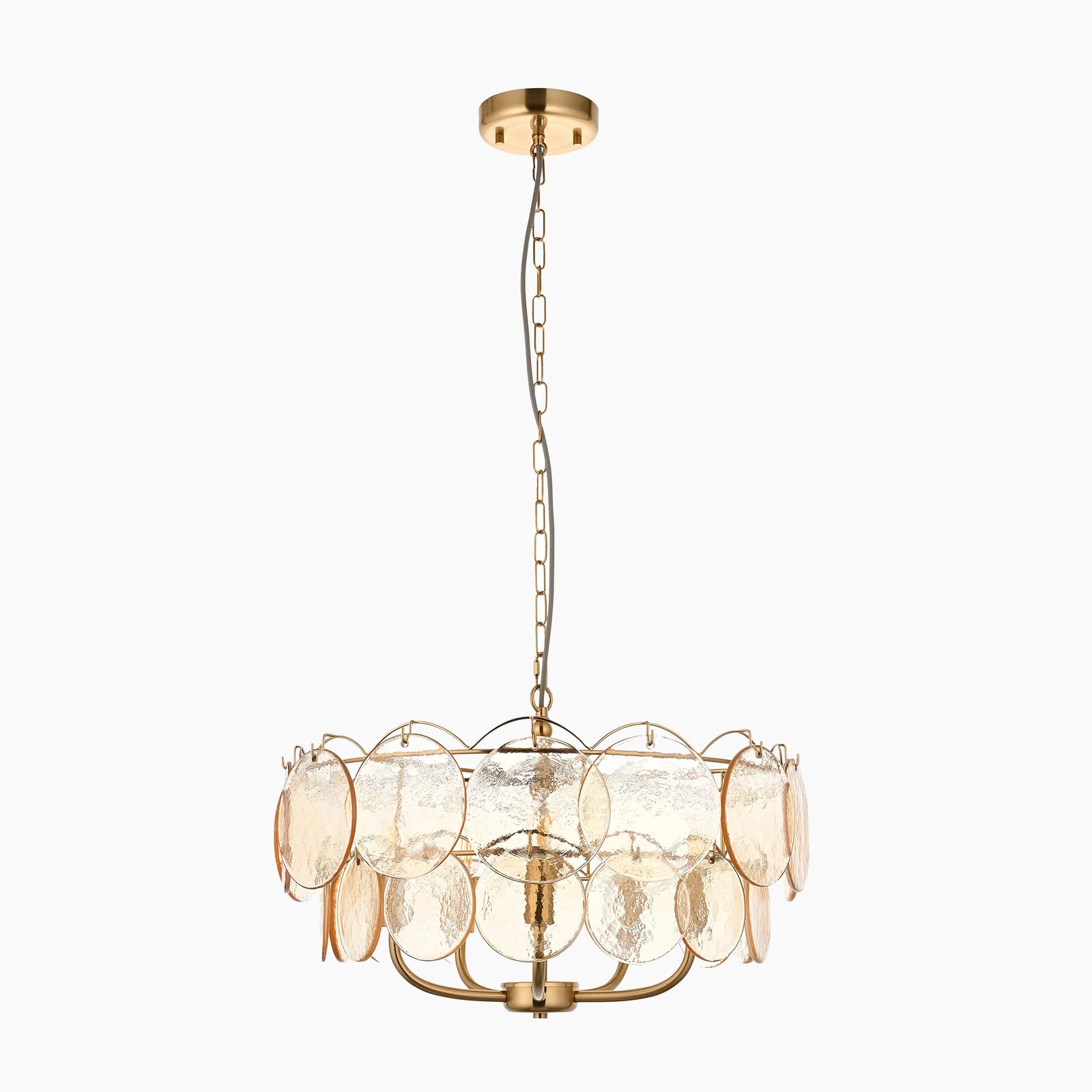 Arica Chandelier - Brass Glass Champagne Chandelier by Holly Elms