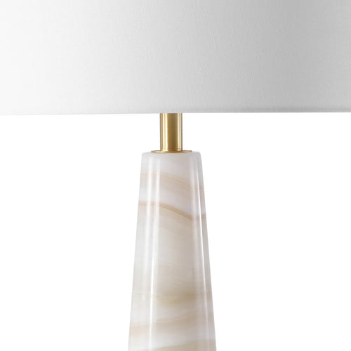 marble table lamp with cone base and fabric shade