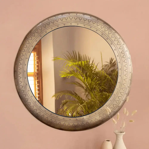 Aurelia modern round decorative wall mirror by Holly Elms