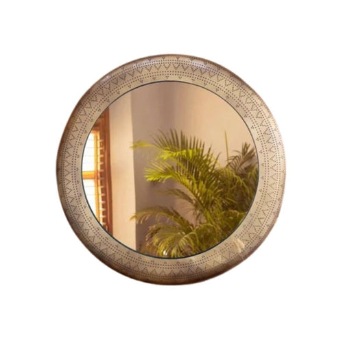 Aurelia modern round decorative wall mirror by Holly Elms