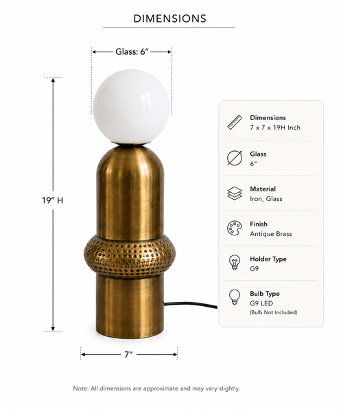 Aureon Table Lamp featuring a brushed brass sculptural base with handcrafted textured detailing and a frosted glass globe, designed for modern luxury interiors.