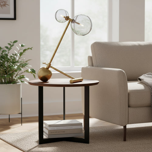 Dual Globe Table Lamp - Modern Sculptural Table Lamp by Holly Elms