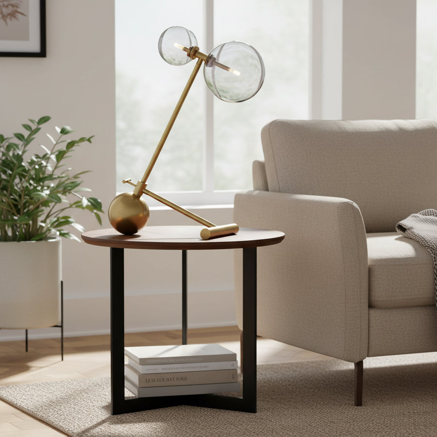 Dual Globe Table Lamp - Modern Sculptural Table Lamp by Holly Elms