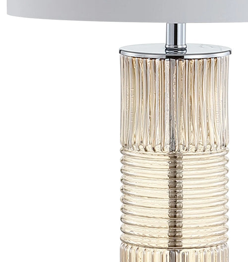 textured glass table lamp ribbed base white shade