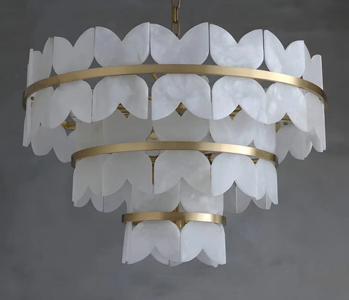 Luxury cloud-inspired chandelier in brushed brass