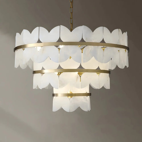 Luxury cloud-inspired chandelier in brushed brass