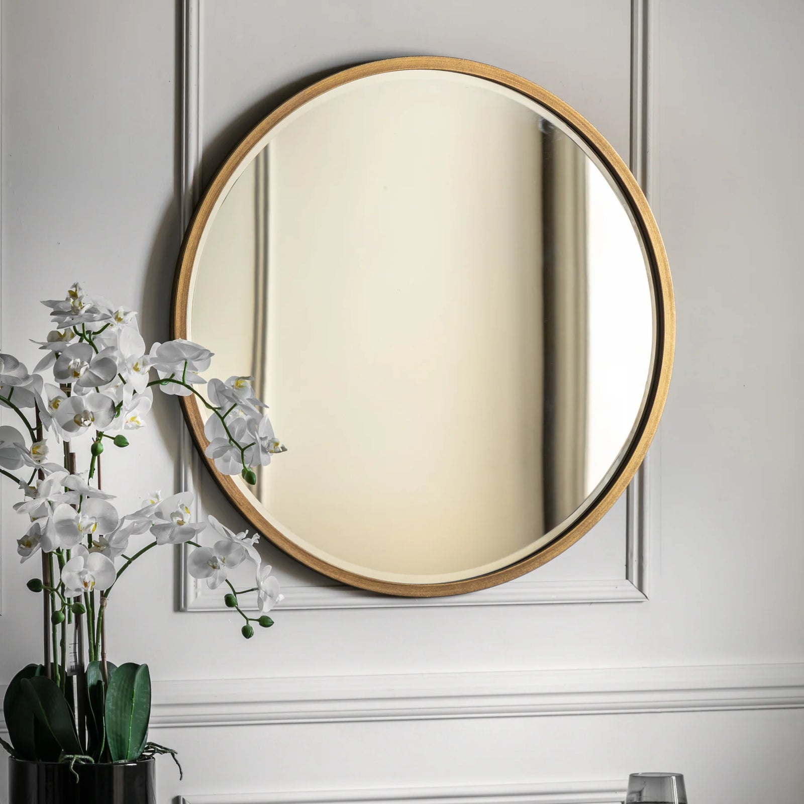 Gold Round Mirror - Antique Gold Wall Mirror by Holly Elms