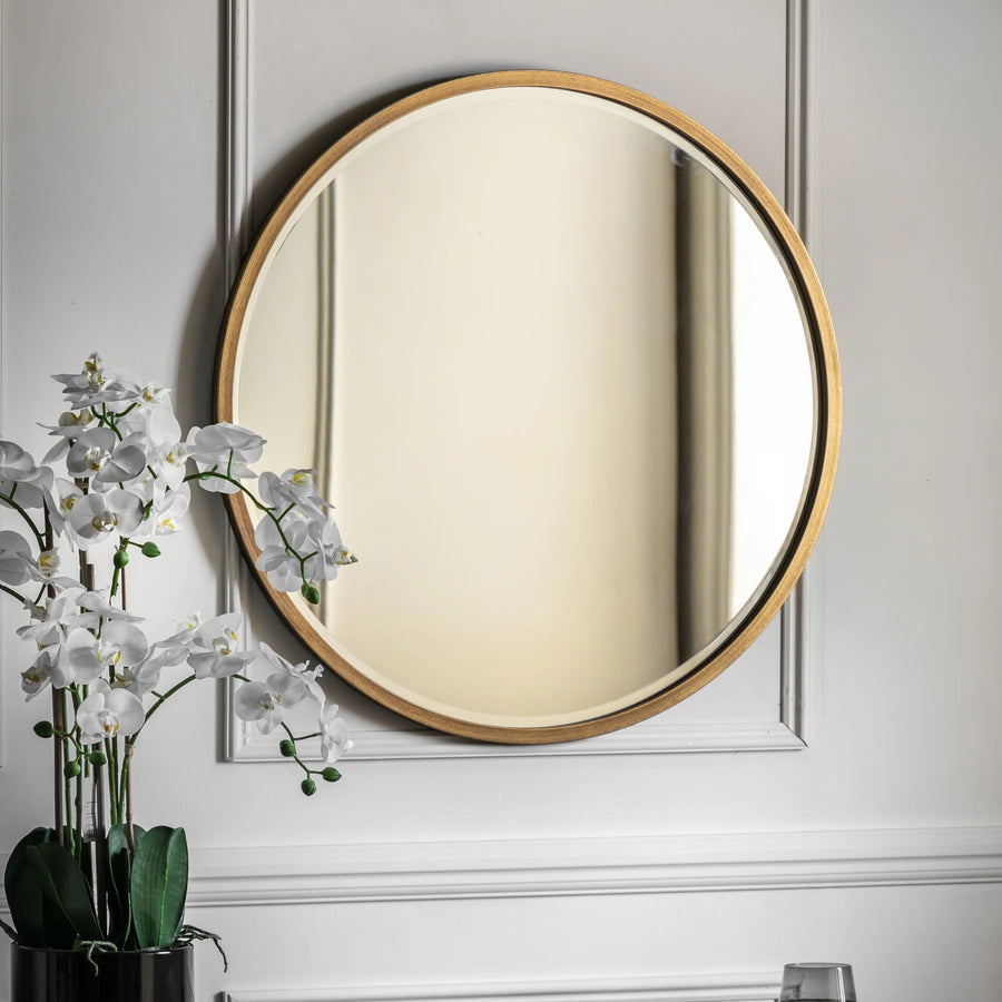 Gold Round Mirror - Antique Gold Wall Mirror by Holly Elms