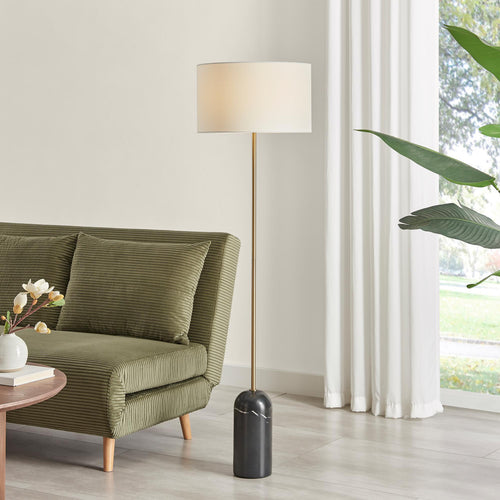 Joe Floor Lamp - Marble Base Black Floor Lamp by Holly Elms