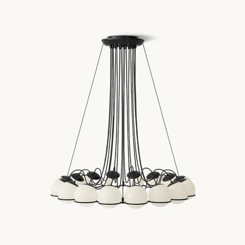 Luxury chandelier with clustered glass orbs hanging from ceiling