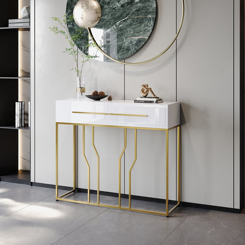 Modern Narrow White Console Table
