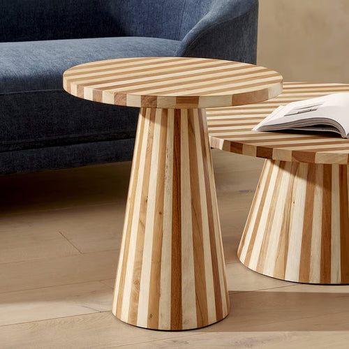 Ozone Stripe Side Table - Natural Walnut Side Table by Holly Elms