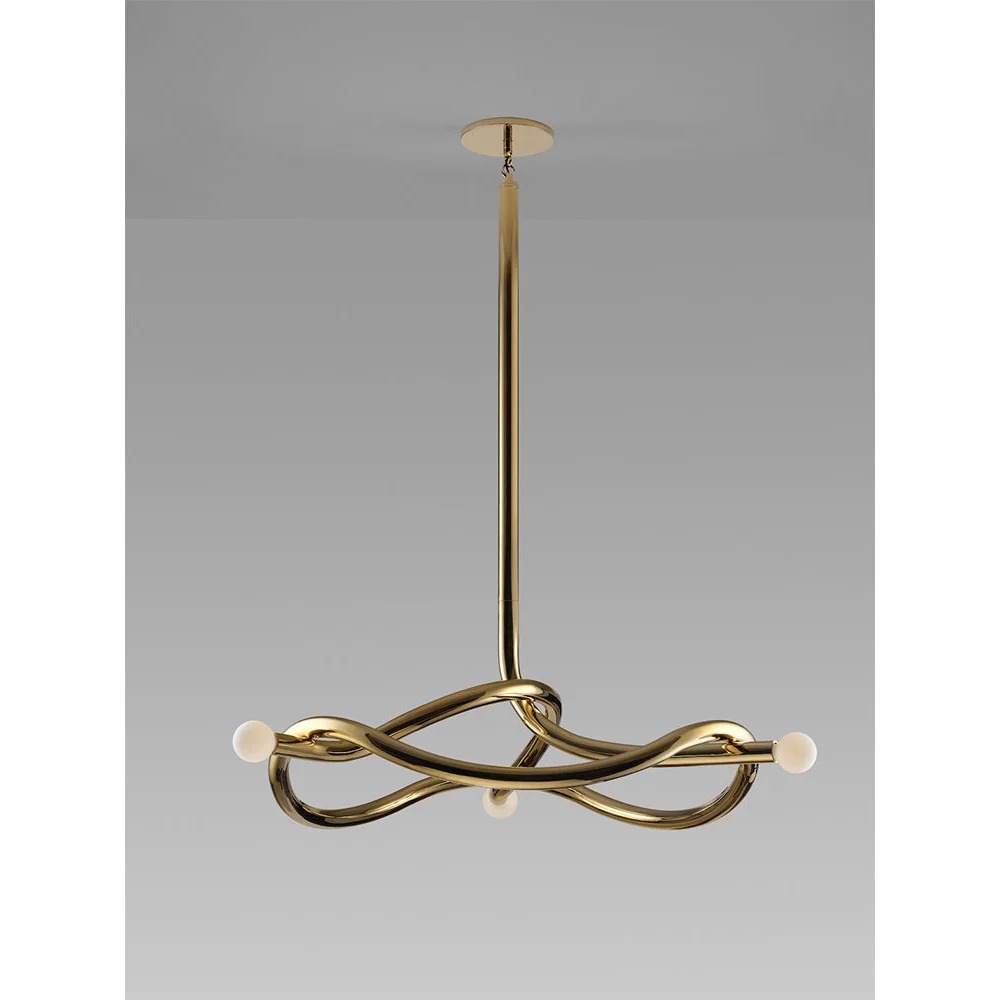Seraphina Chandelier featuring a sculptural intertwined bronze frame with glass accents, a luxury Mid-Century modern statement light for sophisticated interiors