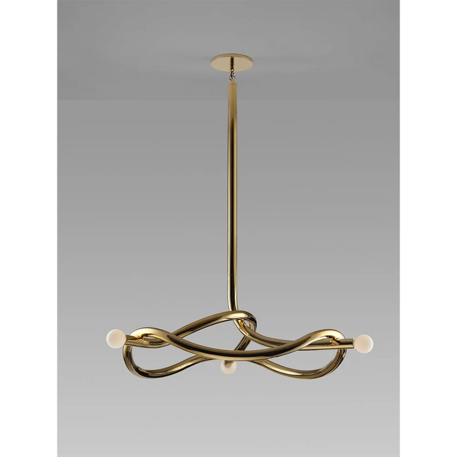 Seraphina Chandelier featuring a sculptural intertwined bronze frame with glass accents, a luxury Mid-Century modern statement light for sophisticated interiors