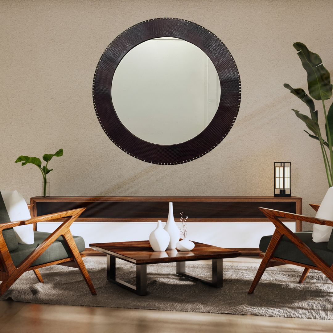Sienna modern round decorative wall mirror by Holly Elms