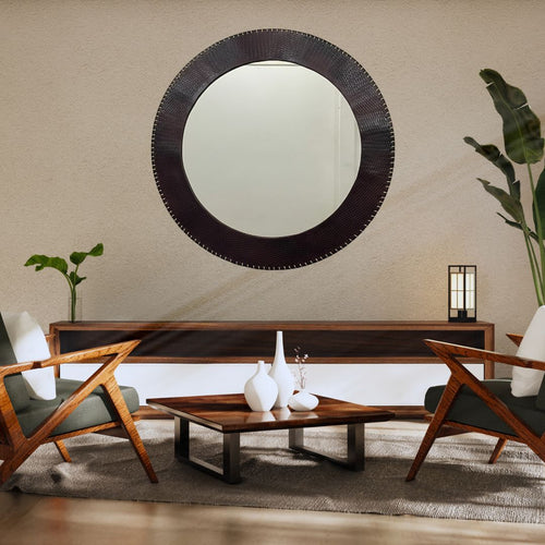 Sienna modern round decorative wall mirror by Holly Elms