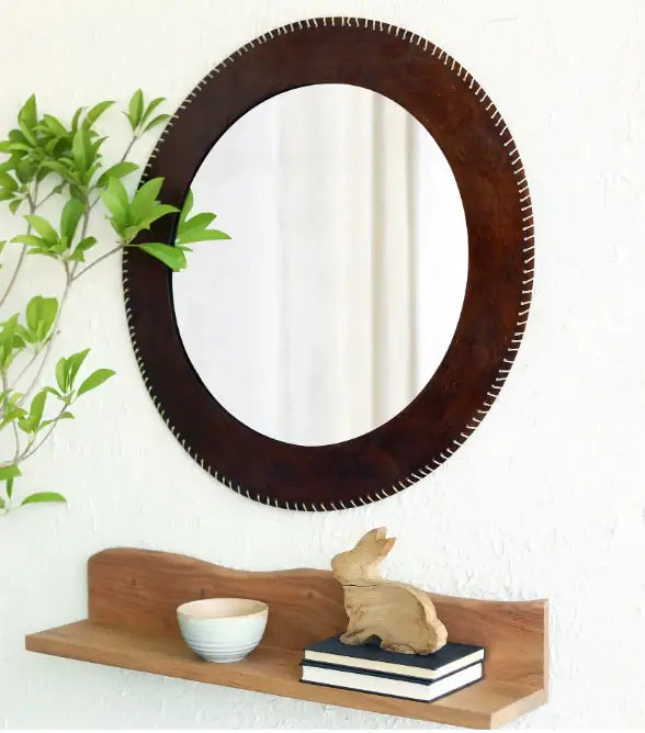 Sienna modern round decorative wall mirror by Holly Elms
