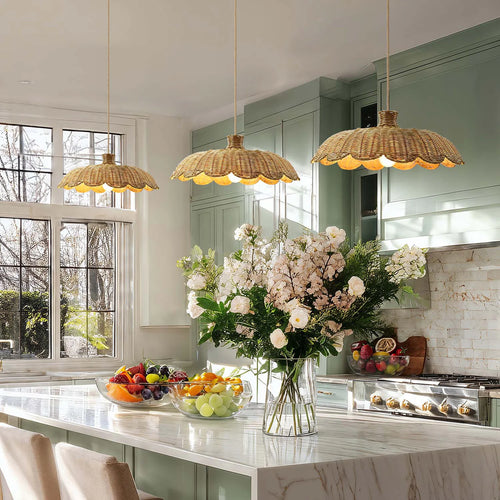 Boho woven pendant lighting fixture