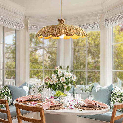 Boho woven pendant lighting fixture