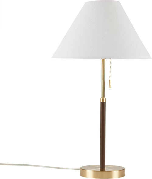 Close-up of Vela table lamp gold and black metal finish
