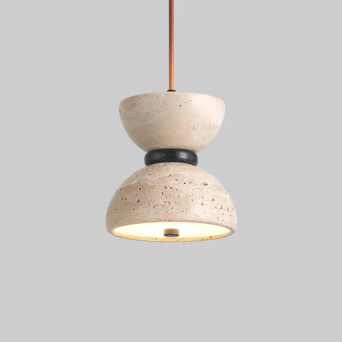 Wabi-Sabi Travertine Pendant - Natural Stone Pendant Light by Holly Elms