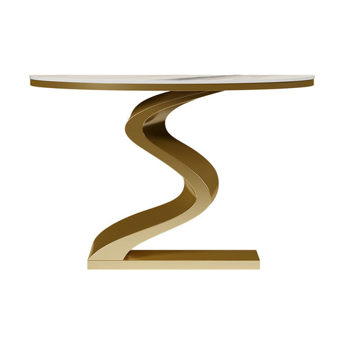 White & Gold Curved Console Table