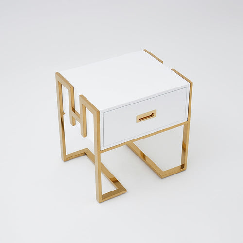 White & Gold Side Table