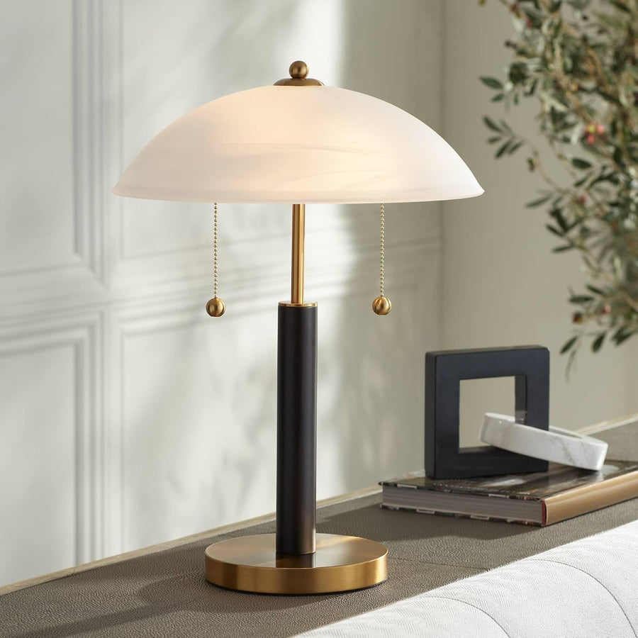 Liora gold and black glass table lamp with sculptural dome shade