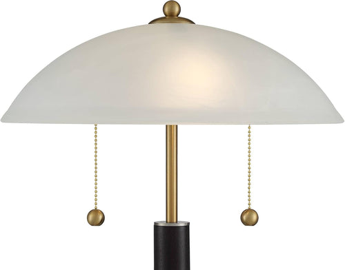 Liora gold and black glass table lamp with sculptural dome shade closeup
