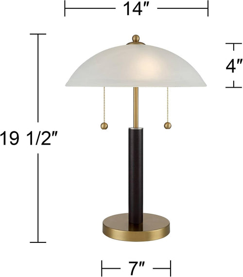 Liora gold and black glass table lamp with sculptural dome shade dimensions